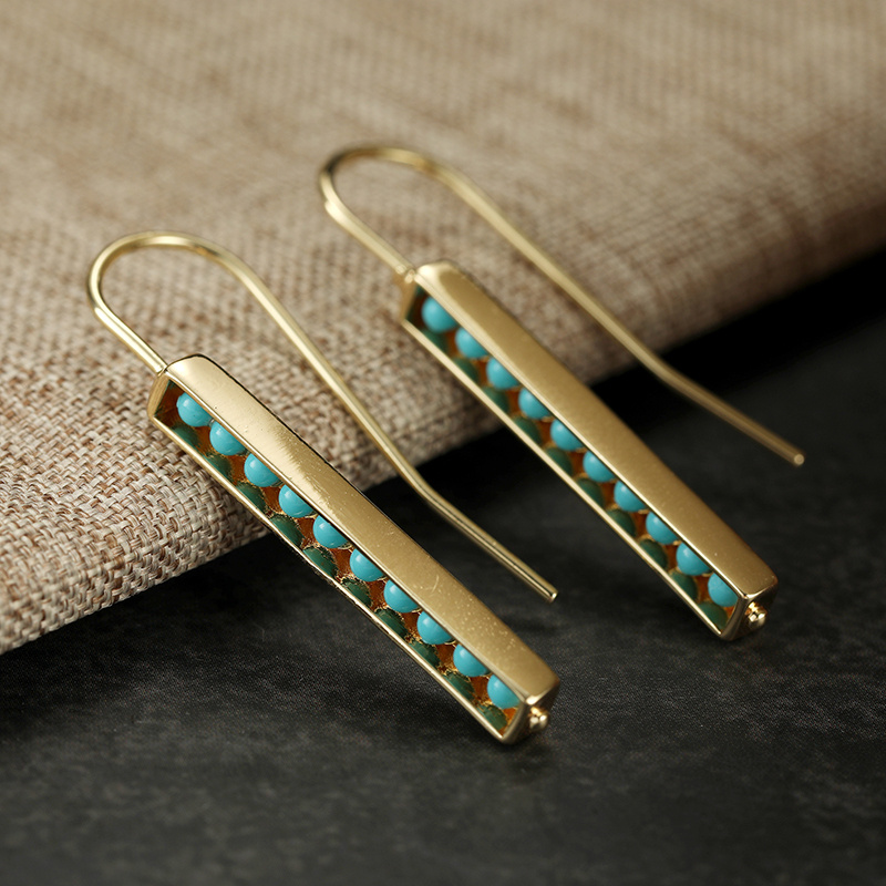 Women's Plated Bohemian French Style Long Dangle Earrings, Elegant